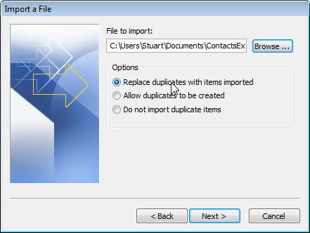Choose import file